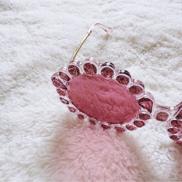 Diana Pink Round Crystal Embellished Sunglasses - Picture 4 of 9